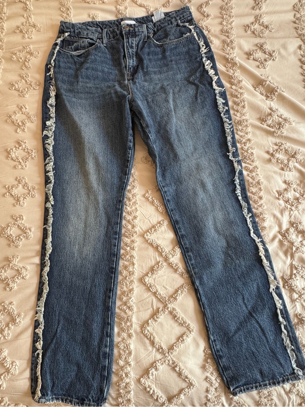 WMNS 14 - Good American Good Boy Jeans w/fringe on sides